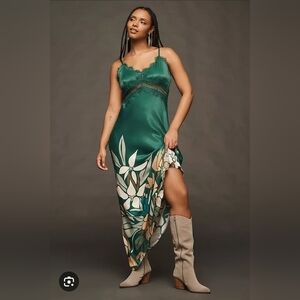 Anthropolgy Green Slip Dress, Size S (NWOT)